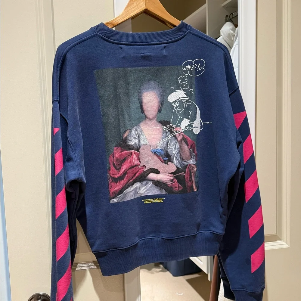 Off-White Navy and Pink Crew Neck Sweater - Picture 2 of 3